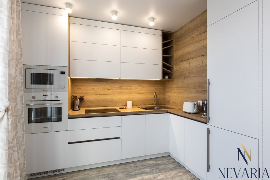 Белые глянцевые кухни угловые под потолок