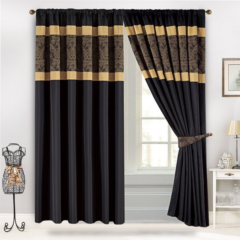 Шторы золото с черным