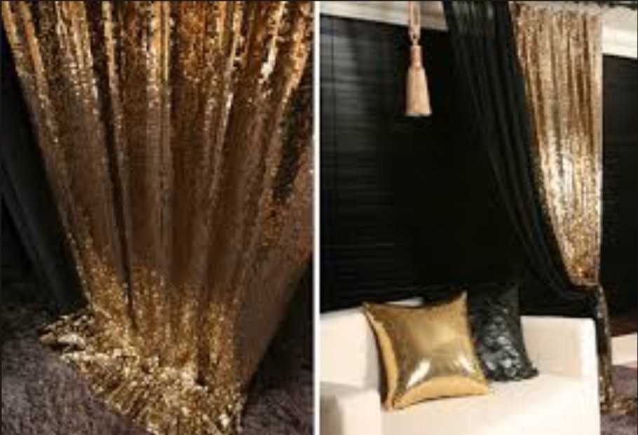 Шторы с пайетками в интерьере