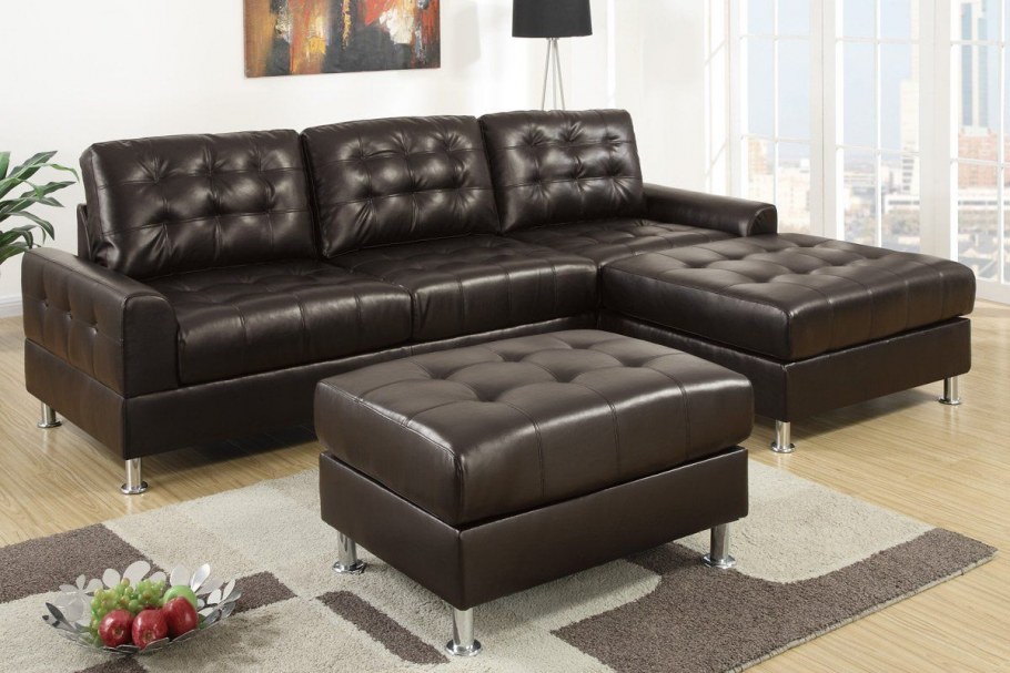 Диван черный кожа