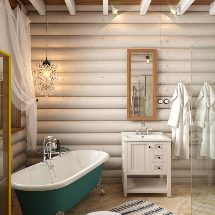 Ванная в деревянном доме