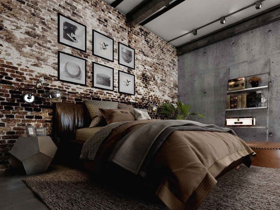 Спальня в стиле лофт индустриал