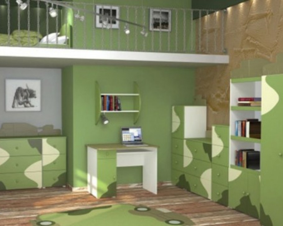 Комната в стиле хаки