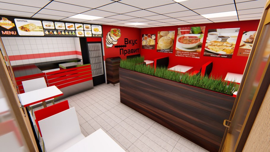 Интерьер кафе быстрого питания