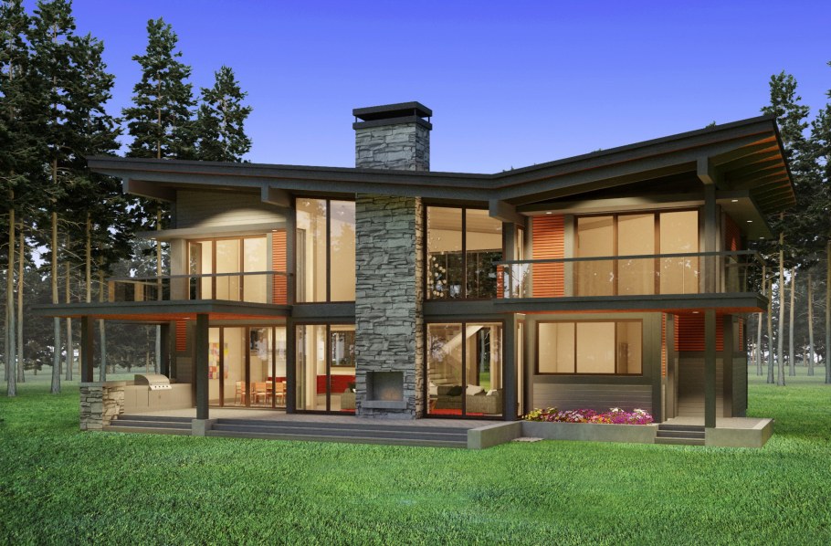 Дом с односкатной крышей Скандинавия проект