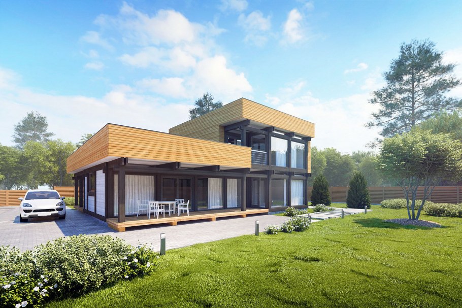 Фахверк с плоской кровлей