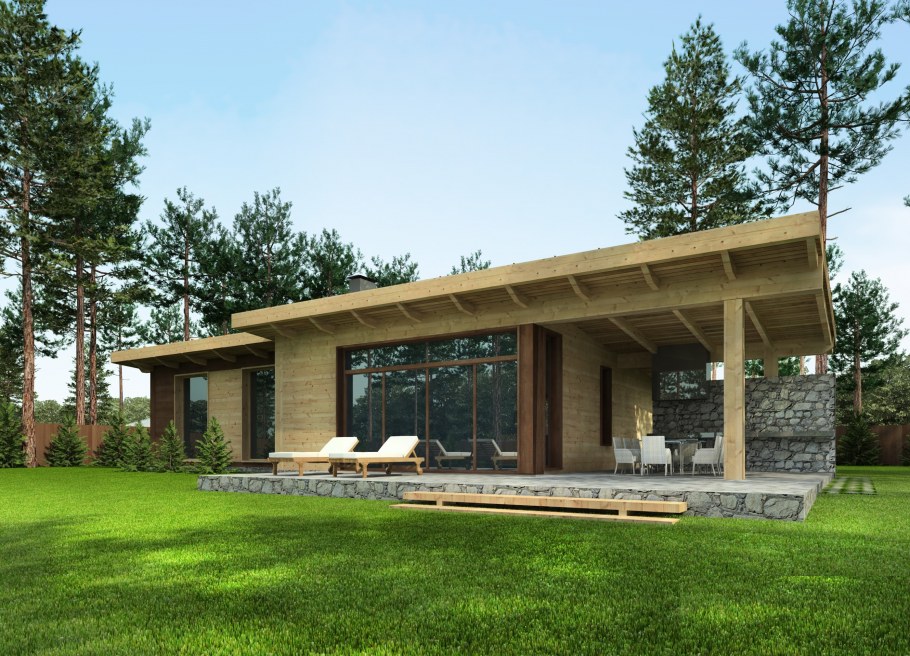 Скандинавский дом с плоской кровлей