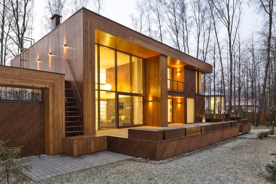 Фахверковый дом с плоской крышей