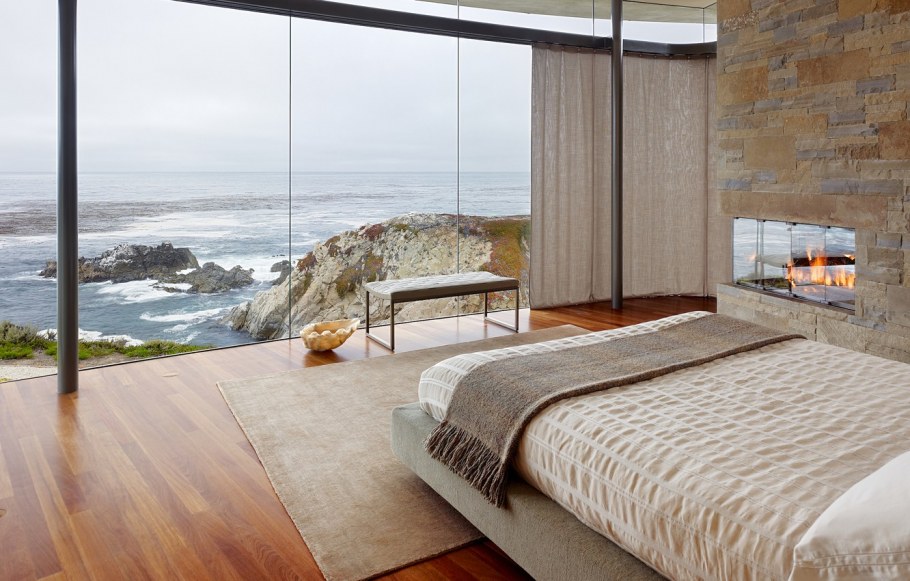 Фреска лес в интерьере в спальне