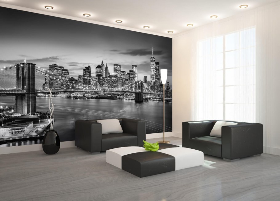 Фотообои город в интерьере