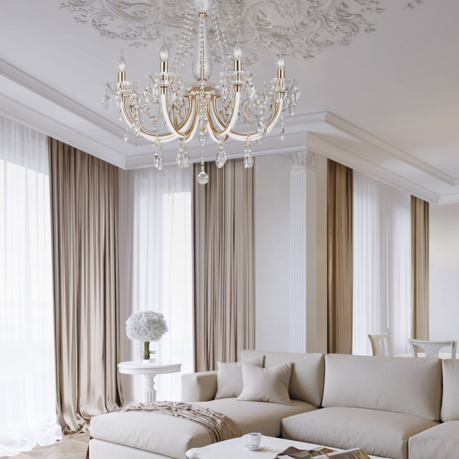 E1658/8 ab люстра бронза/хрусталь 8х60w e27 d740 h430, qh20