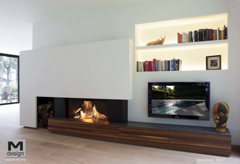 Стенка с камином и телевизором