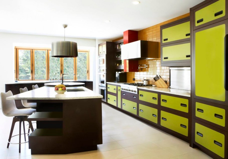 Кухня салатовая с венге