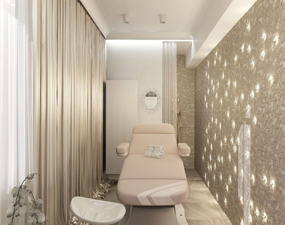 Интерьер салона красоты в белых тонах