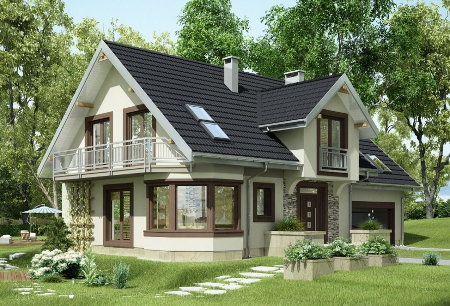 Коттедж с мансардной крышей