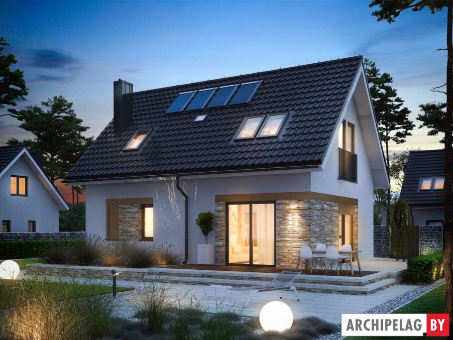 Красивый дом с мансардой