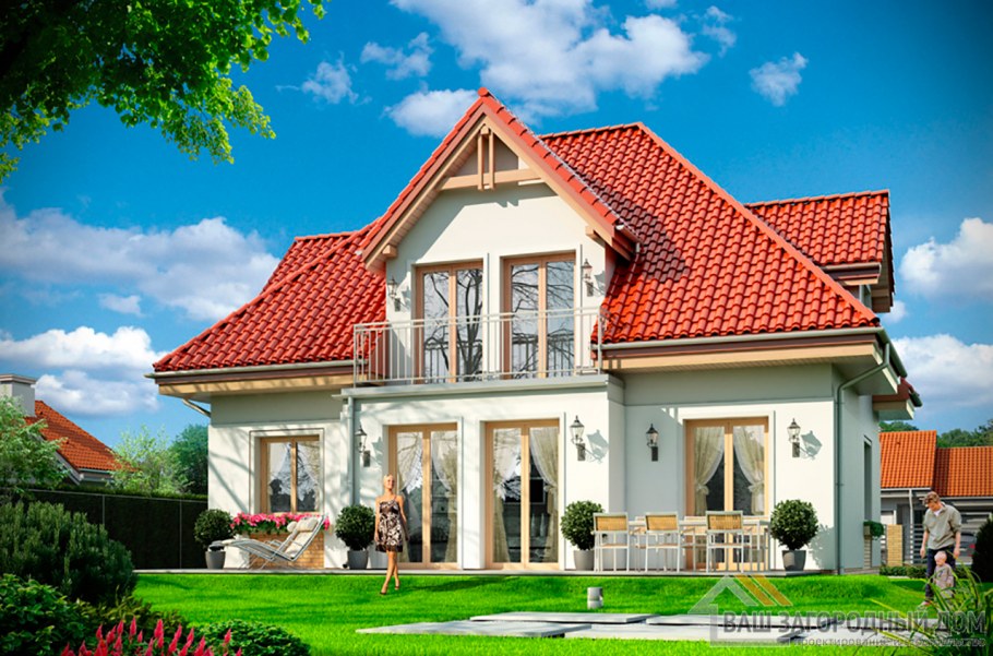 Дом с мансардой и террасой и гаражом 150м2