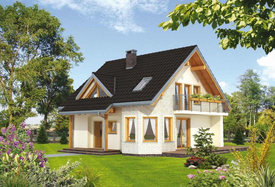 Коттедж с мансардной крышей