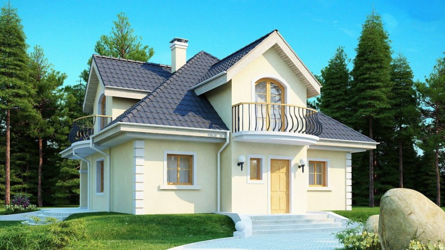 Дом с мансардой и террасой и гаражом 150м2