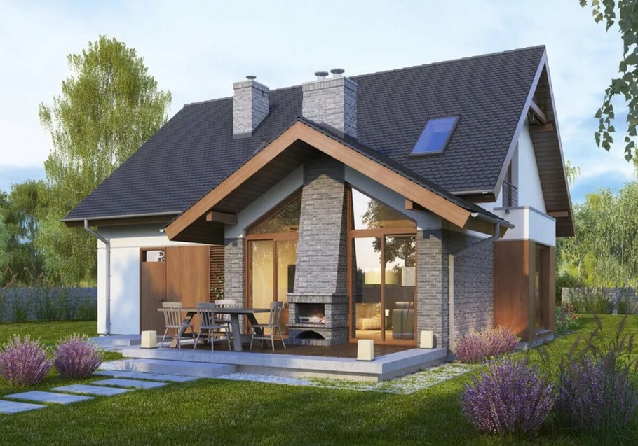 Фасады мансардных домов