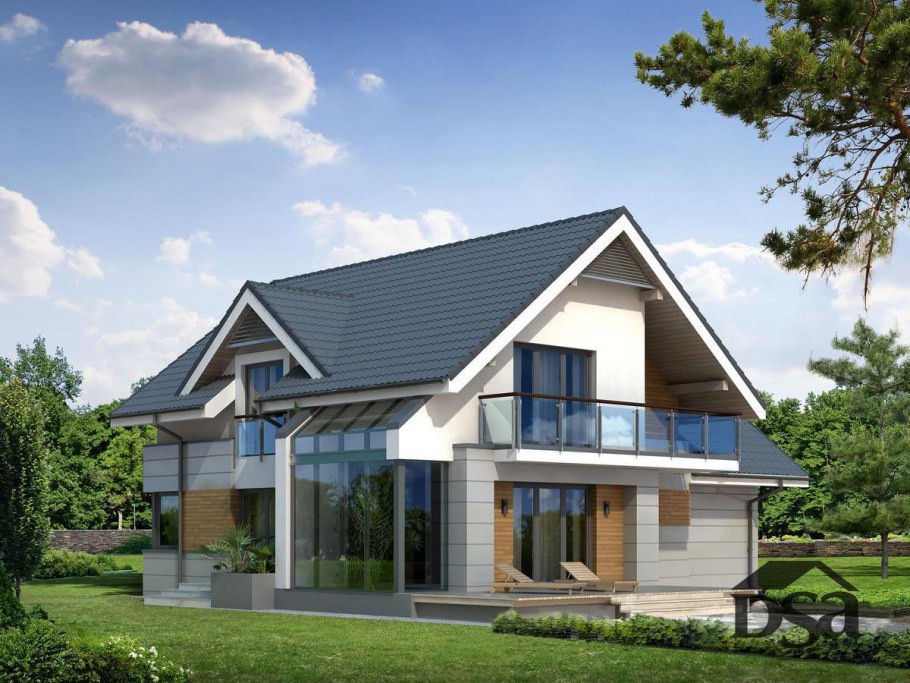 Дом с мансардой и террасой 120кв