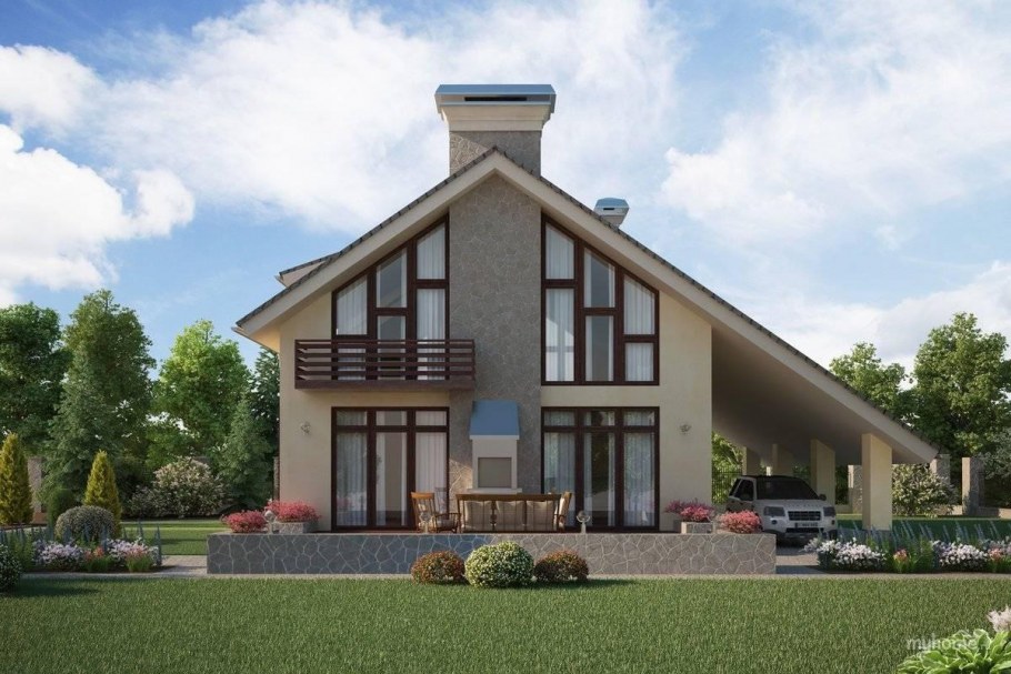 Дом 80 кв.м с гаражом и террасой и мансардой