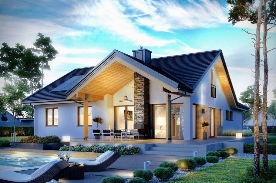 Красивый дом с мансардой