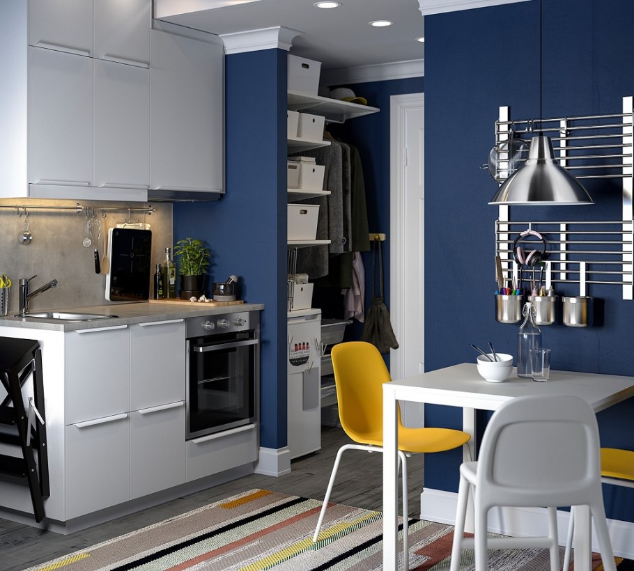 Гостиная в серо синих тонах