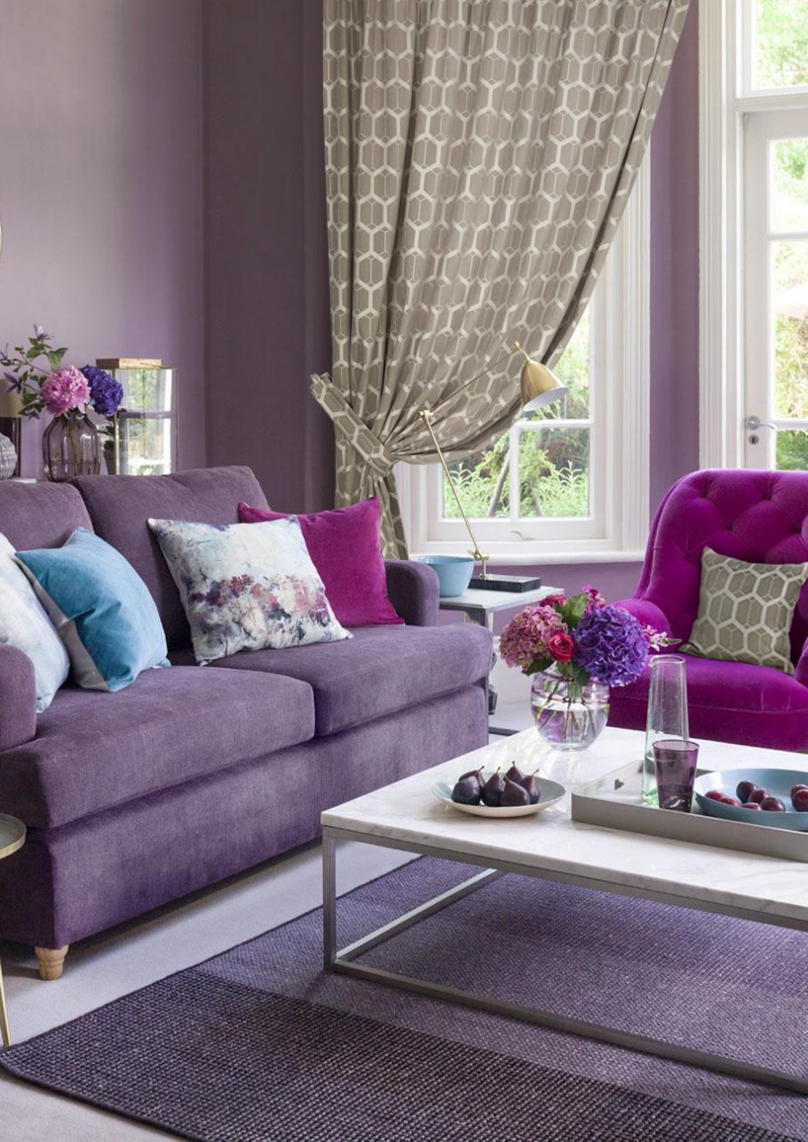 Спальня в сине сиреневых тонах