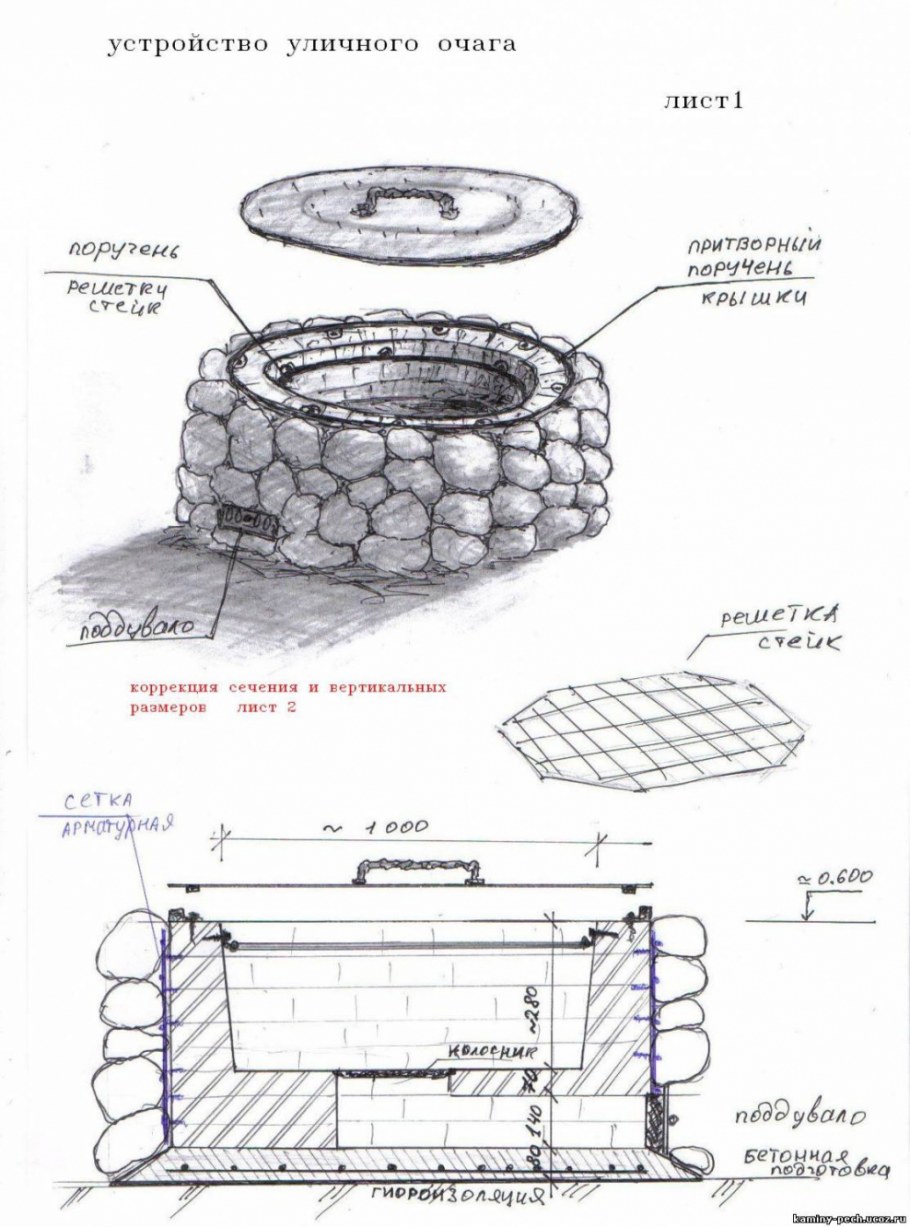 Тандыр из шамотного кирпича чертеж