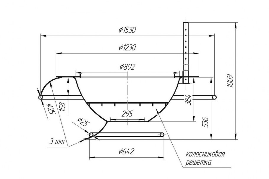 Чертеж костровой чаши ф80 h40