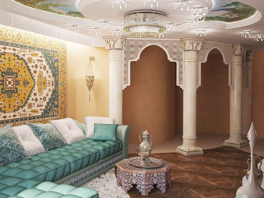 Марокканский стиль в интерьере гостиной
