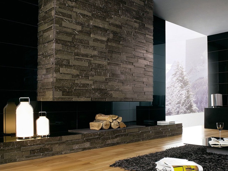 Современная отделка камина