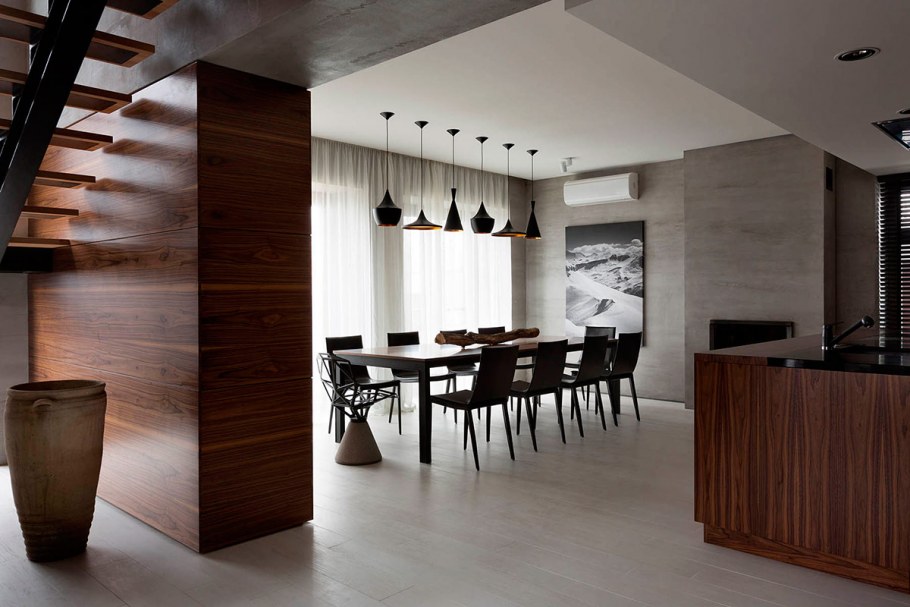 Бетон и дерево в интерьере