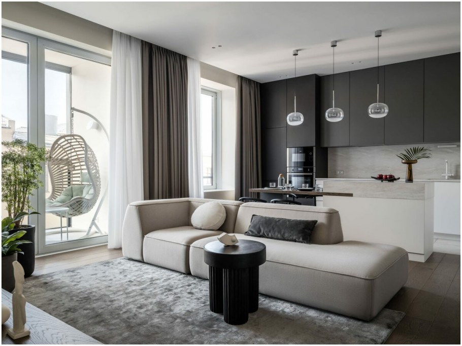 Потолки в стиле хайтек для гостиной