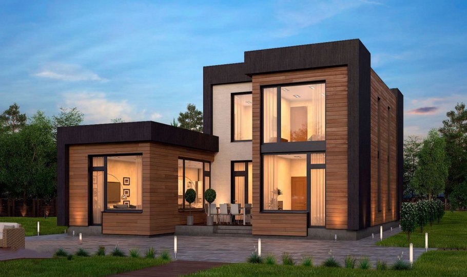 Дом с плоской крышей монолит 170 м