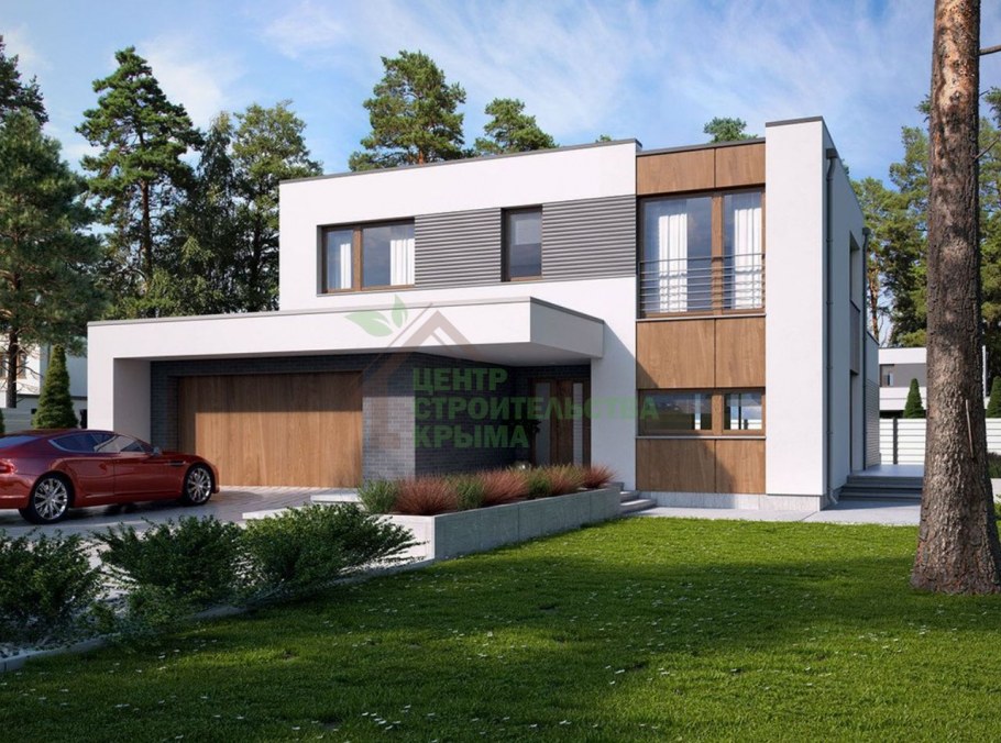 Дом с плоской крышей монолит 170 м