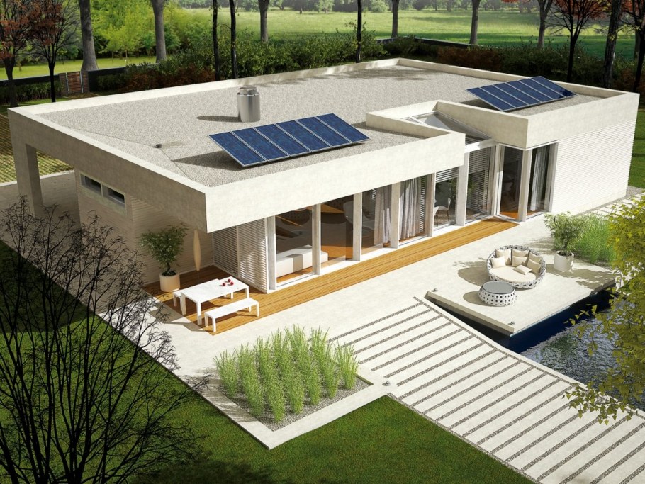 Маленький домик с плоской крышей