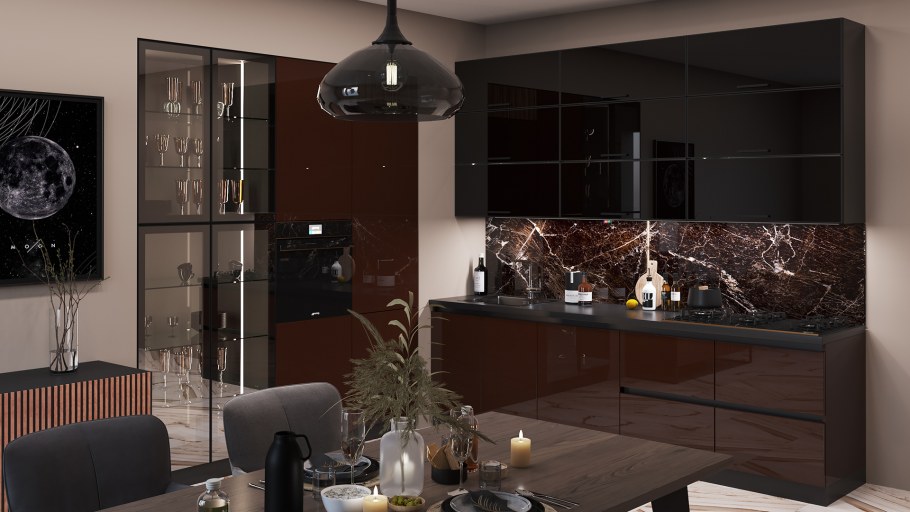 Мокко кухня гостиная