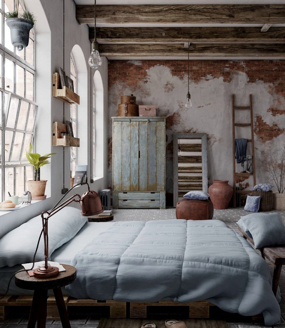 Гостиная лофт гранж