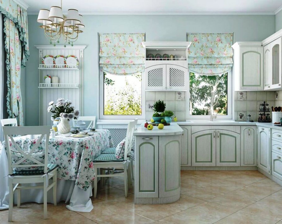 Кухня Кантри Прованс Неоклассика голубая