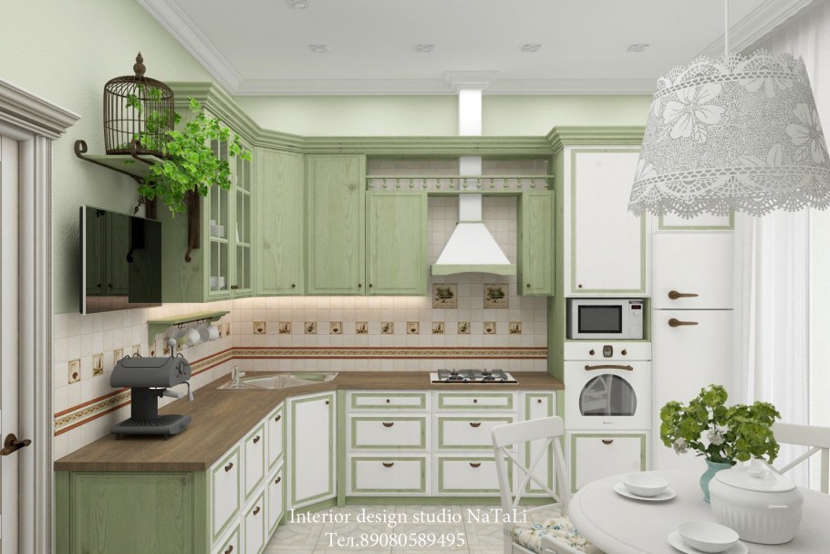 Узкая кухня в стиле Прованс