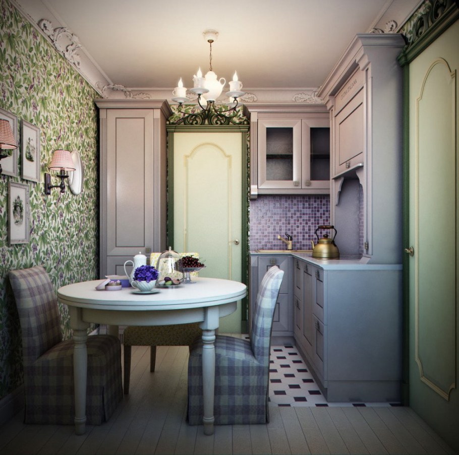 Кухня 10кв.м. с балконом в стиле Прованс