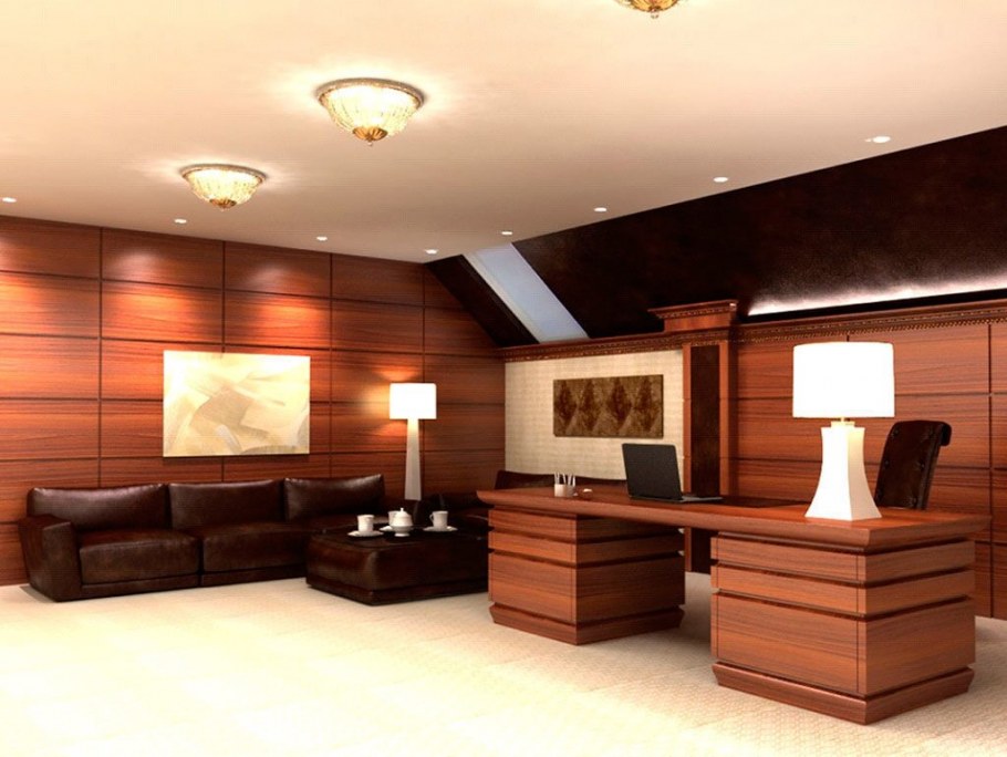 Отделка офиса деревом