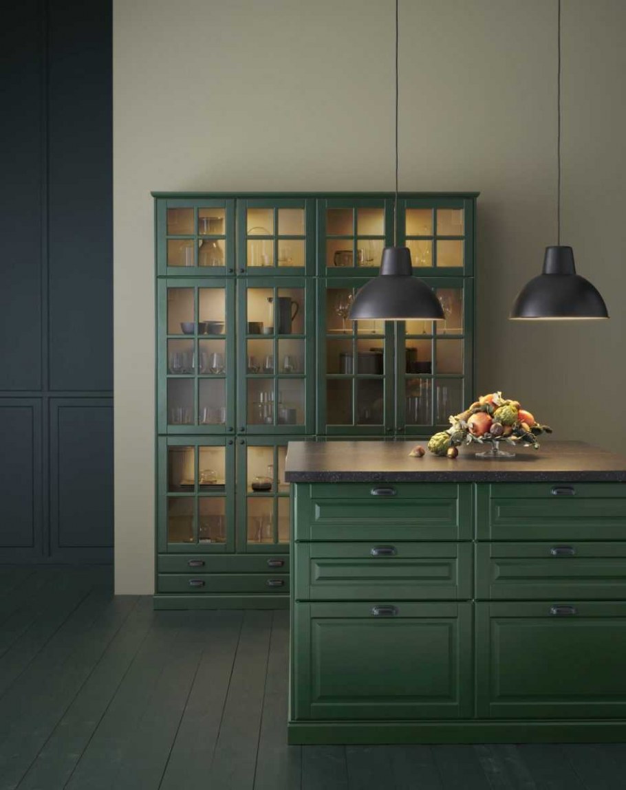 Кухня икеа зеленая Будбин