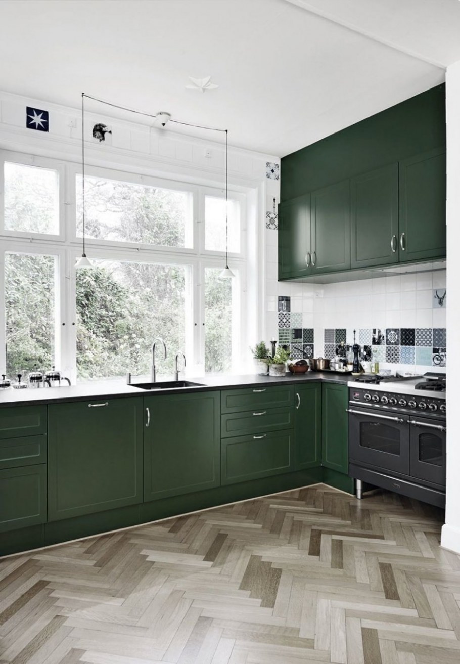 Кухня икеа зеленая Будбин