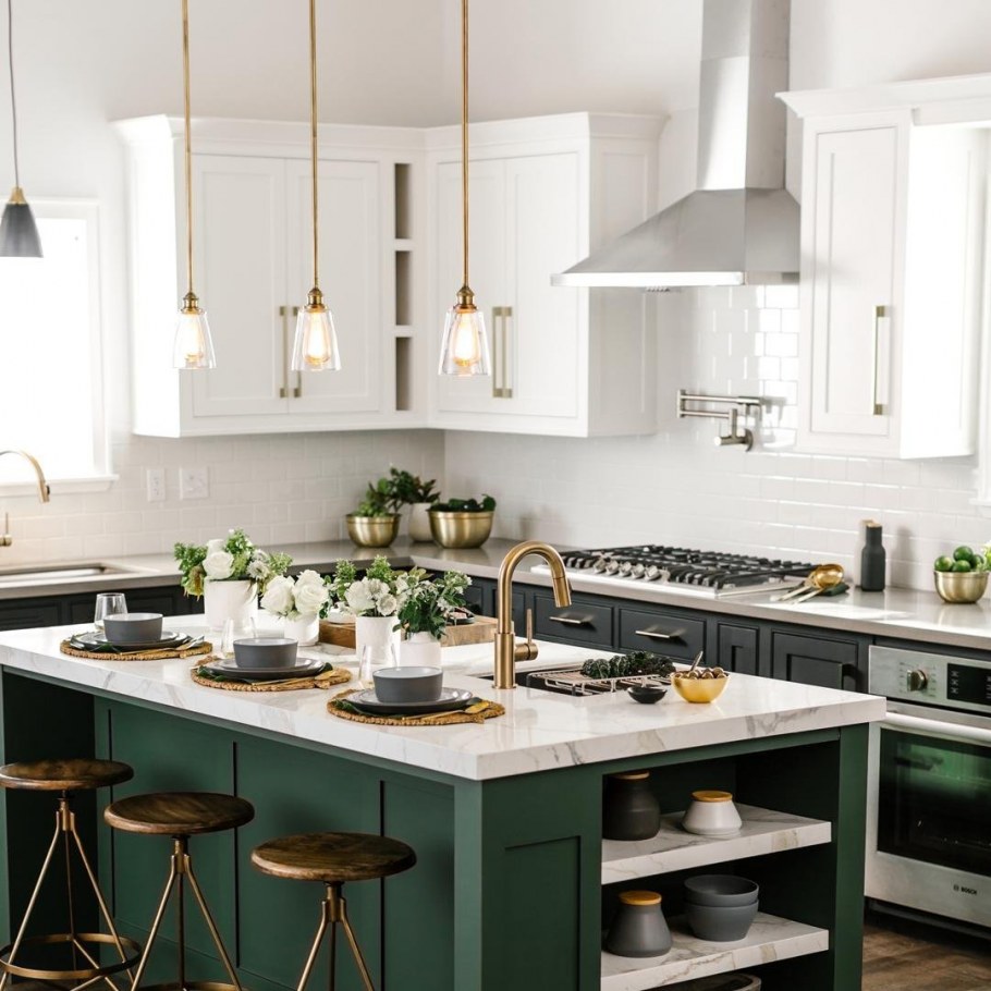 Кухня Будбин зеленая икеа в интерьере