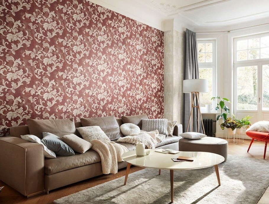 Обои для стен в интерьере гостиной
