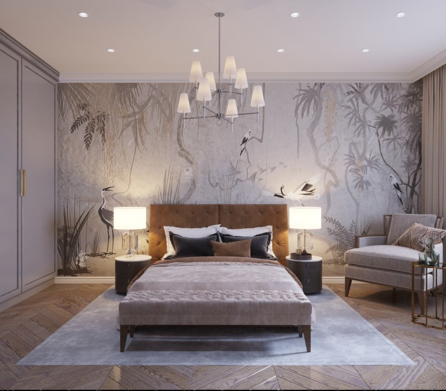 Стильные обои для гостиной