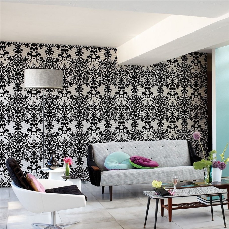 Обои для стен в интерьере гостиной